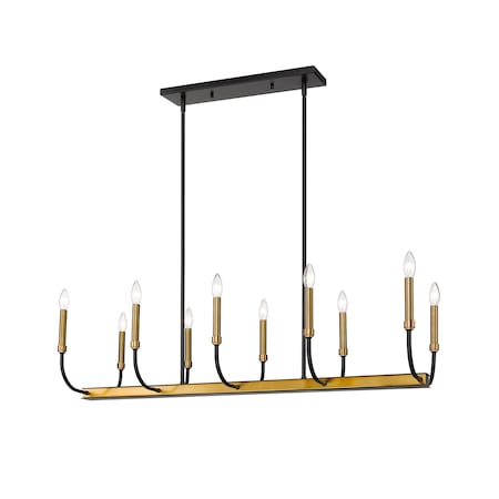 Haylie 10 Light Chandelier, Matte Black & Olde Brass